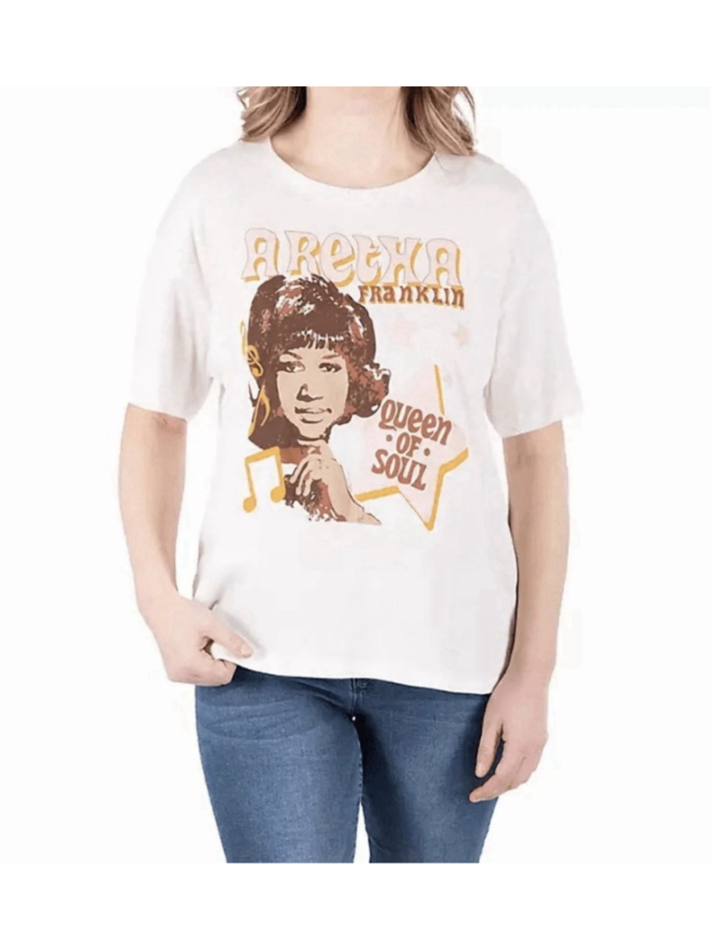 Aretha Franklin Graphic Tee Women White t shirts size L
#48